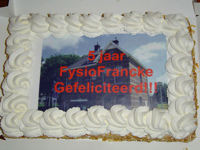 5-jarig lustrum FysioFrancke Taart 5-jarig lustrum FysioFrancke
